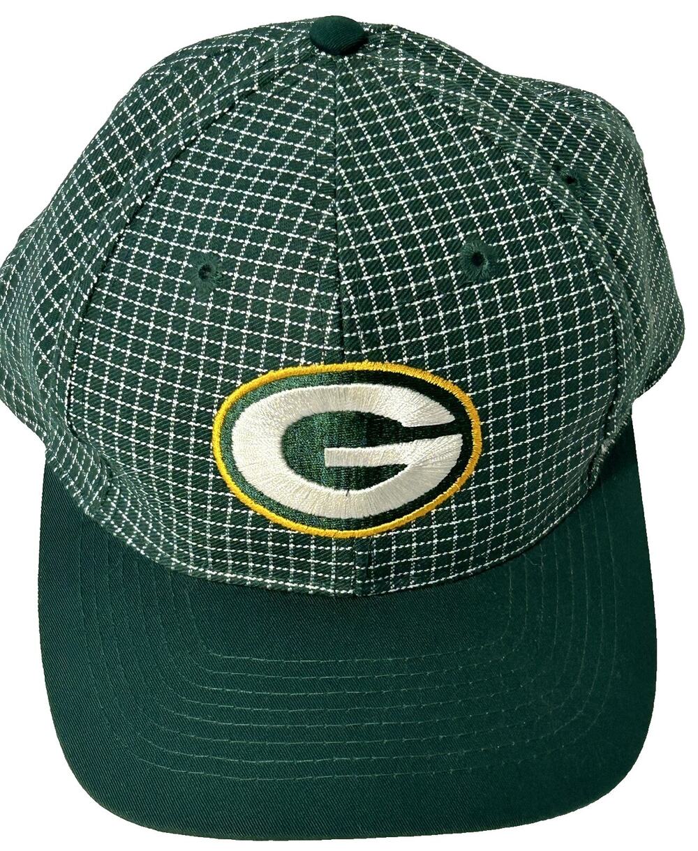 Vtg 90s Green Bay Packers Logo 7 Grid Snapback Hat Plaid Checker NFL Cap